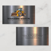 bulldozer-bouwvoertuig | metaalglans visitekaartje (Voorkant / Achterkant)