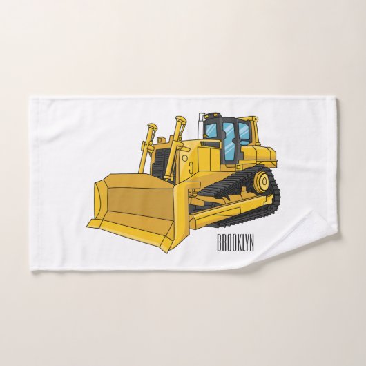 Bulldozer cartoon-illustratie bad handdoek (Handdoek)