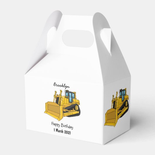 Bulldozer cartoon-illustratie bedankdoosjes (Voorkant Zijde)