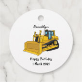 Bulldozer cartoon-illustratie bedankjes labels (Achterkant)