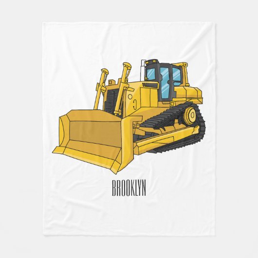 Bulldozer cartoon-illustratie fleece deken (Voorkant)