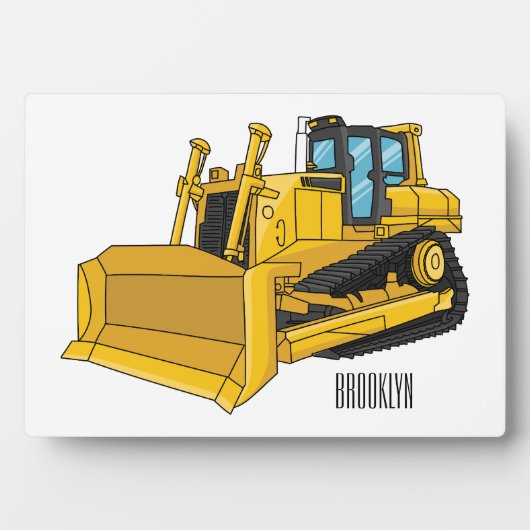 Bulldozer cartoon-illustratie fotoplaat (voorkant)