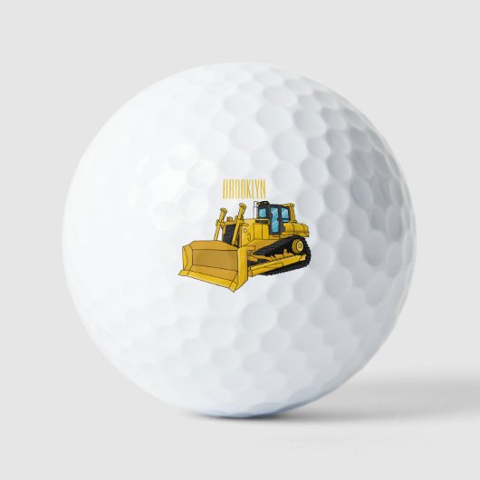 Bulldozer cartoon-illustratie golfballen (Voorkant)