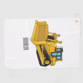 Bulldozer cartoon-illustratie golfhanddoek (Horizontaal)