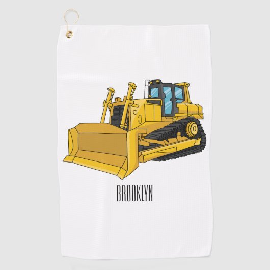 Bulldozer cartoon-illustratie golfhanddoek (Voorkant)