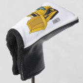 Bulldozer cartoon-illustratie golfheadcover (3/4 voorkant)