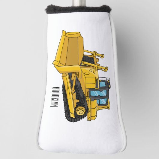 Bulldozer cartoon-illustratie golfheadcover (Draai 90)