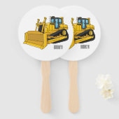 Bulldozer cartoon-illustratie handwaaier (Voorkant en achterkant)