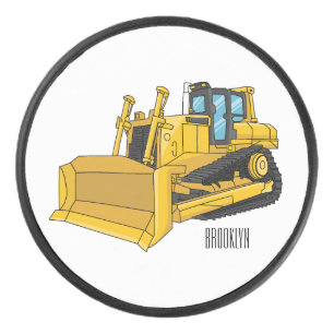 Bulldozer cartoon-illustratie  hockey puck
