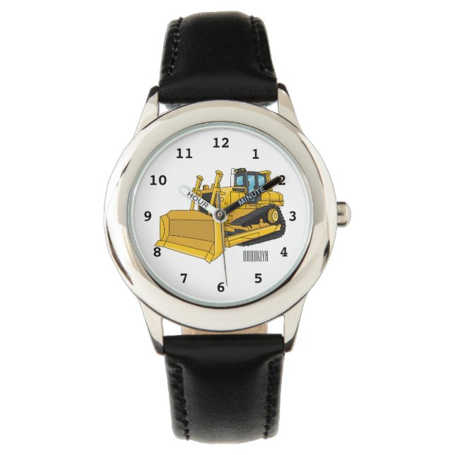 Bulldozer cartoon-illustratie horloge (Voorkant)