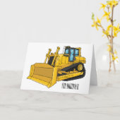 Bulldozer cartoon-illustratie kaart (Gele Bloem)