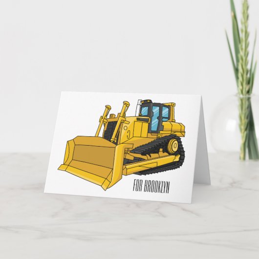 Bulldozer cartoon-illustratie kaart (Voorkant)