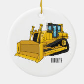 Bulldozer cartoon-illustratie keramisch ornament (Achterkant)