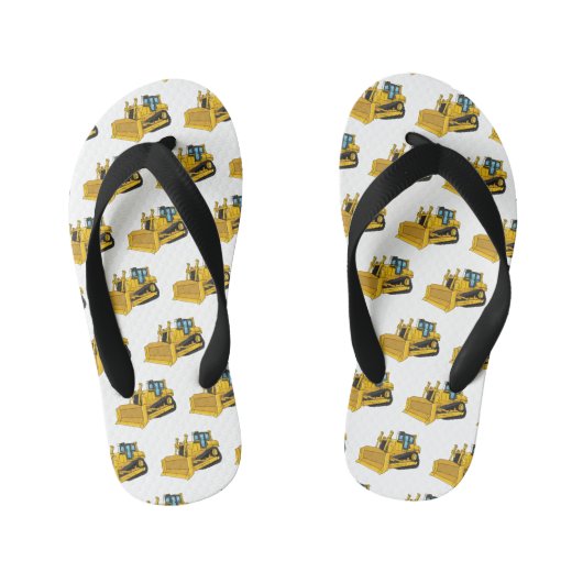 Bulldozer cartoon-illustratie kinder teenslippers (Voetbed)
