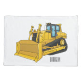 Bulldozer cartoon-illustratie kussensloop (Achterkant)