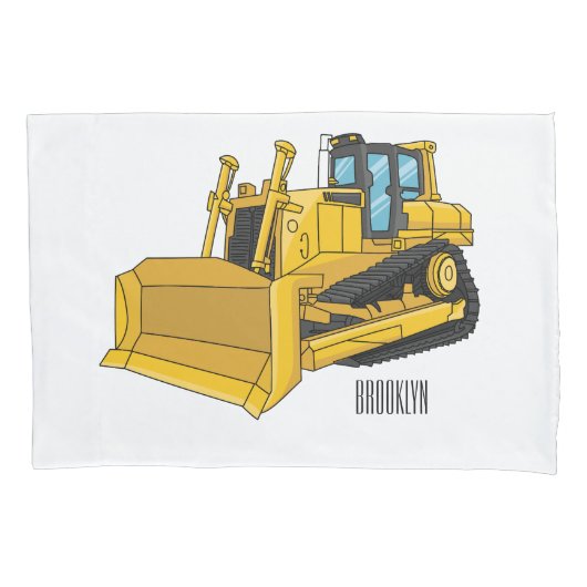 Bulldozer cartoon-illustratie kussensloop (Voorkant)