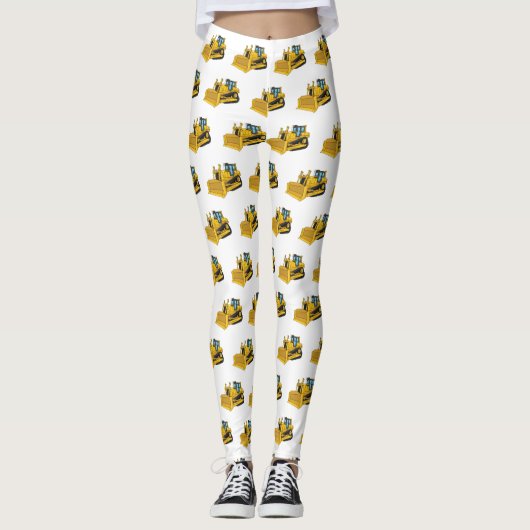 Bulldozer cartoon-illustratie leggings (Voorkant)