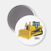 Bulldozer cartoon-illustratie magneet (Voorkant / Achterkant)