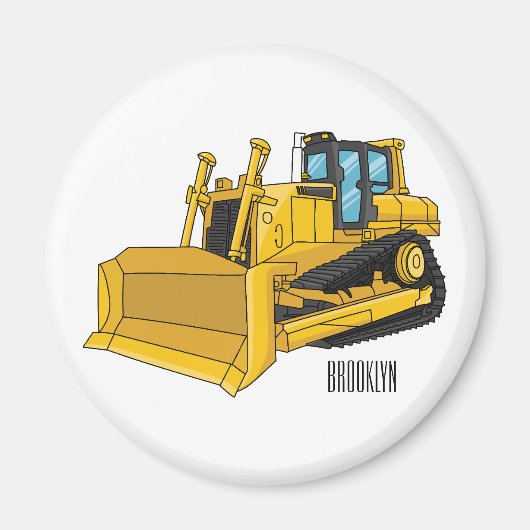 Bulldozer cartoon-illustratie magneet (Voorkant)