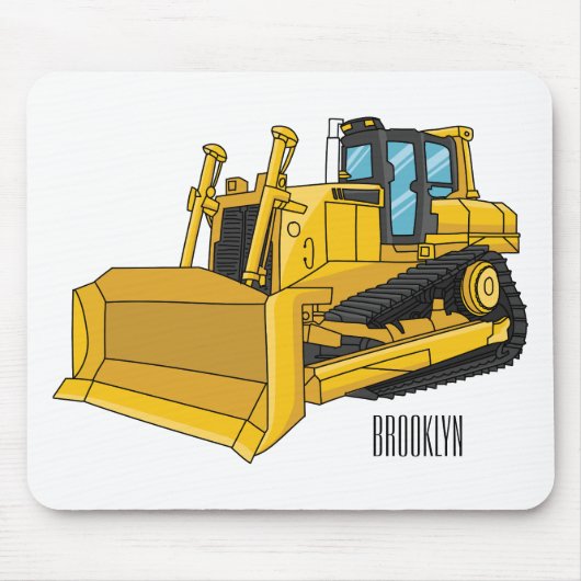 Bulldozer cartoon-illustratie muismat (Voorkant)