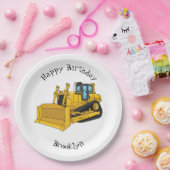 Bulldozer cartoon-illustratie papieren bordje (Feest)
