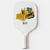 Bulldozer cartoon-illustratie pickleball paddle (Achterkant)