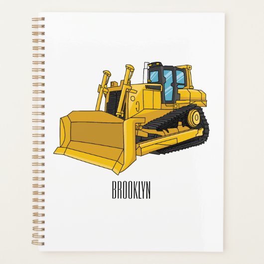 Bulldozer cartoon-illustratie planner (Voorkant)