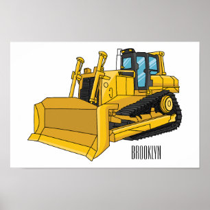 Bulldozer cartoon-illustratie poster