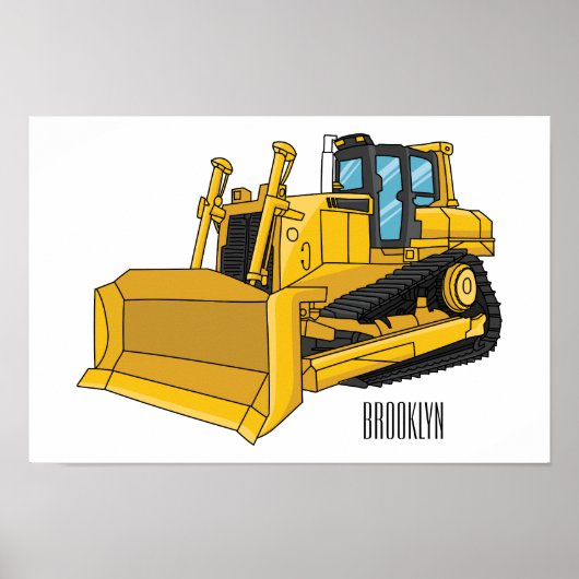 Bulldozer cartoon-illustratie poster (Voorkant)
