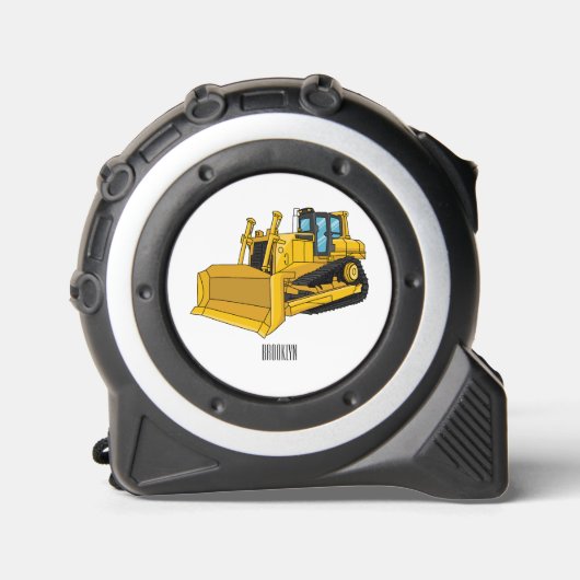 Bulldozer cartoon-illustratie rolmaat (Voorkant)