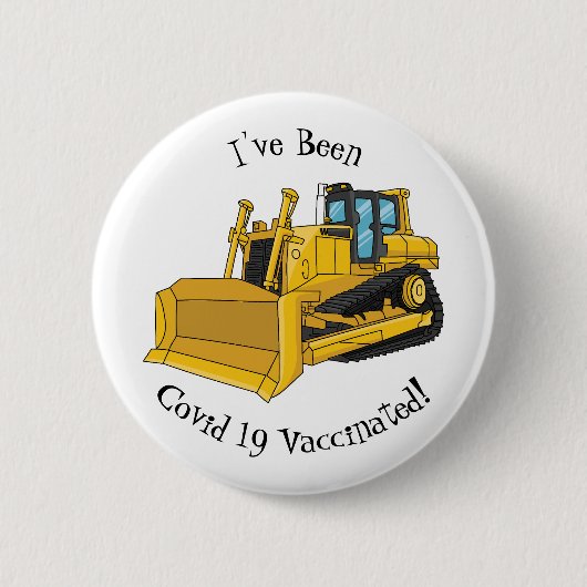 Bulldozer cartoon-illustratie ronde button 5,7 cm (Voorkant)