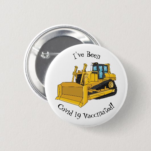 Bulldozer cartoon-illustratie ronde button 5,7 cm (Voorkant /achterkant)