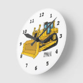 Bulldozer cartoon-illustratie ronde klok (Hoek)
