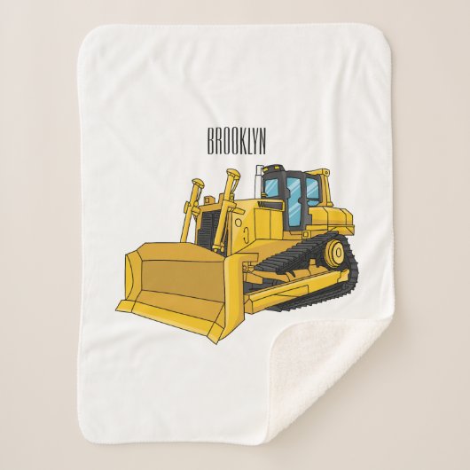 Bulldozer cartoon-illustratie sherpa deken (Voorkant)