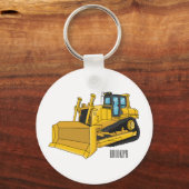 Bulldozer cartoon-illustratie sleutelhanger (Voorkant)