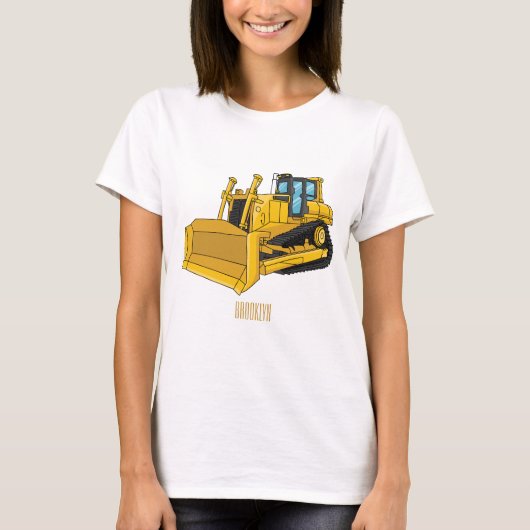 Bulldozer cartoon-illustratie t-shirt (Voorkant)