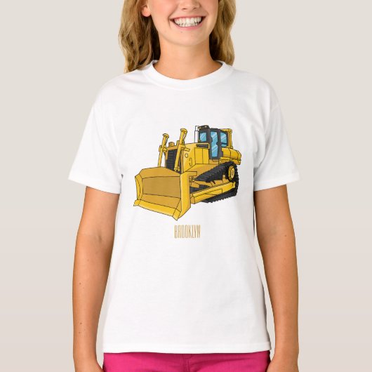 Bulldozer cartoon-illustratie t-shirt (Voorkant)