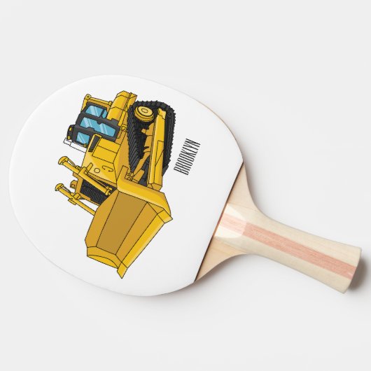 Bulldozer cartoon-illustratie tafeltennisbatje (Zijkant)