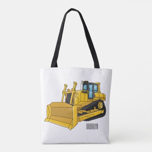 Bulldozer cartoon-illustratie tote bag (Achterkant)