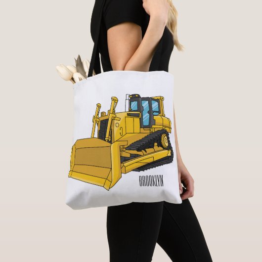 Bulldozer cartoon-illustratie tote bag (Dichtbij)