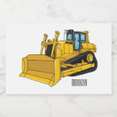 Bulldozer cartoon-illustratie voedselcontainer etiket (Enkel label)