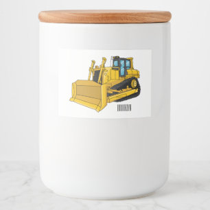 Bulldozer cartoon-illustratie voedselcontainer etiket