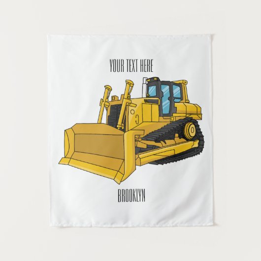 Bulldozer cartoon-illustratie wandkleed (Voorkant)