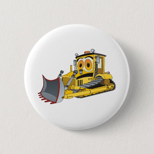 Bulldozer Cartoon Ronde Button 5,7 Cm (Voorkant)