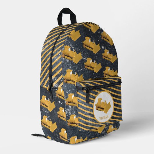 Bulldozer constructie vrachtwagen jongens aangepas bedrukte rugzak (Achterkant Hoek Links)