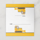 Bulldozer Construction Birthday Place Card Plaatskaartje (Buitenkant ongevouwen)
