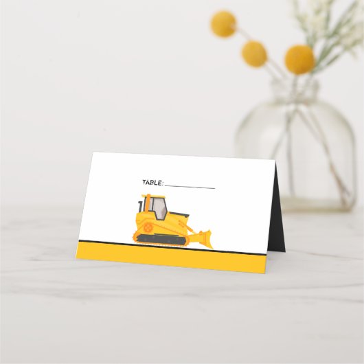 Bulldozer Construction Birthday Place Card Plaatskaartje (Achterkant)