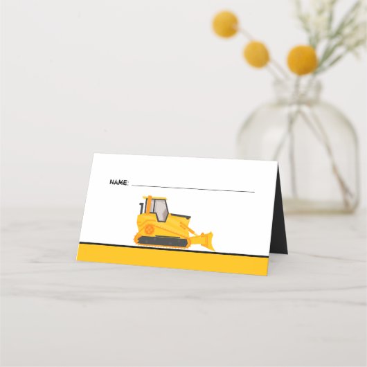 Bulldozer Construction Birthday Place Card Plaatskaartje (Voorkant)