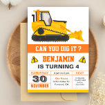Bulldozer Construction Kids Birthday Party Kaart<br><div class="desc">Verrijk je gasten met dit coole bouwthema verjaardagsfeest met een schattige gele bulldozer met moderne typografie tegen een witte achtergrond. Voeg eenvoudig uw gebeurtenisdetails op deze makkelijk te gebruiken sjabloon toe om het één-van-een-soort uitnodiging te maken. Knip de kaart om een levendig geel en zwart streekpatroon op de achterkant van...</div>