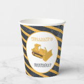 Bulldozer Construction Truck Birthday Boy Papieren Bekers (Achterkant)